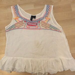 Embroidered, Ruffle Tank!